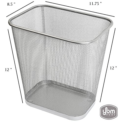 Ybmhome Steel Mesh Rectangular Open Top Waste Basket Bin Trash Can for Office Home 8x12x12 Inches 1042s (1, Silver)