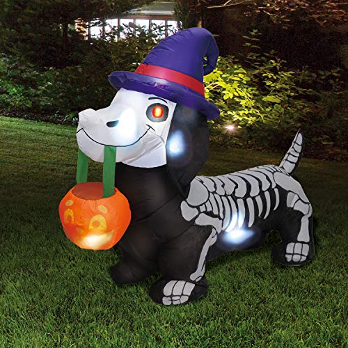 Joiedomi 5 FT Long Halloween Inflatable Skeleton Wiener Dog Inflatable Yard Decoration with Build-in LEDs Blow Up Inflatables for Halloween Party Indoor, Outdoor, Yard, Garden, Lawn Decorations