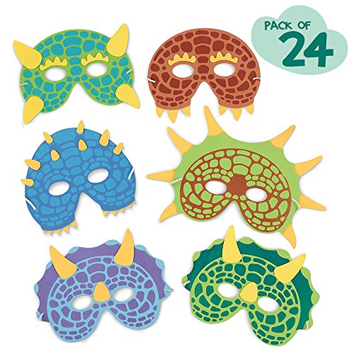 Dinosaur Birthday Party Supplies: 24 Dinosaur Party Masks - Masquerade and Halloween Dinosaur Face Mask - Foam Dinosaur Mask for Kids Themed Party Favors Decorations and Hats