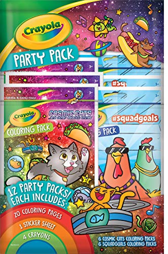 Crayola Coloring Book Party Favors, Cosmic Cats & Squad Goals, 12 Coloring Packs, Gift