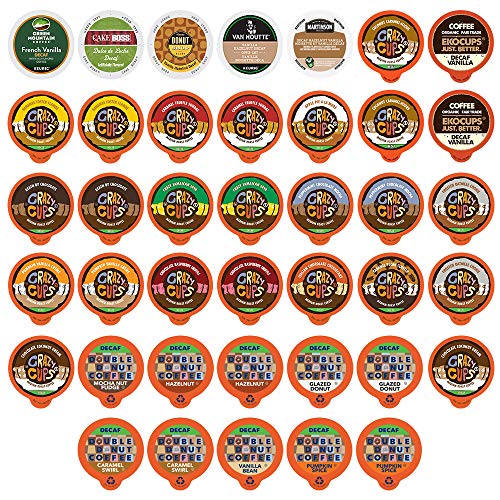 Decaf Flavored Coffee Variety Pack, Great Mix of Decaffeinated Coffee Pods Compatible with all Keurig K Cups Brewers, Huge 40 Pack