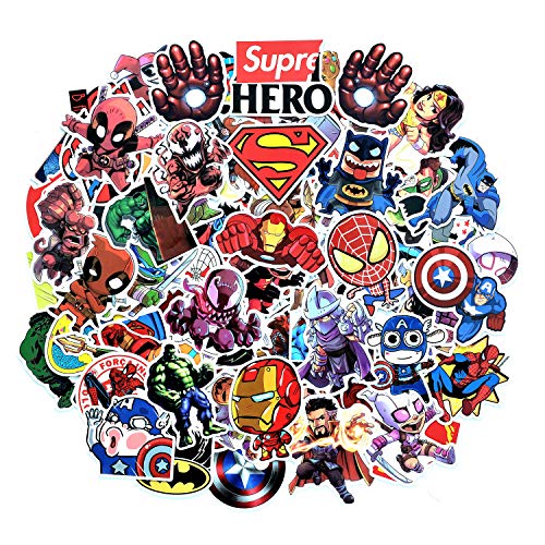 HUASAI Superhero Stickers for Hydro Flask, 100 Pcs Waterproof Vinyl Stickers for Laptop, Luggage, Skateboard, Water Bottles, Bicycle, Guitar, Phone,Trendy Aesthetic Stickers for Kids, Teens
