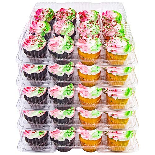 5 Plastic Cupcake Carrier Box 12 Slot Holder Container Disposable Tray Transport