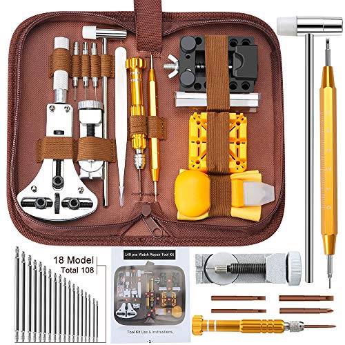 Watch Repair Tools Kits, Kingsdun Upgraded Version 149pcs Watches Battery Replacement Watchband Link Remover Spring Bar Tool Kit with Carrying Case and Instruction Manual