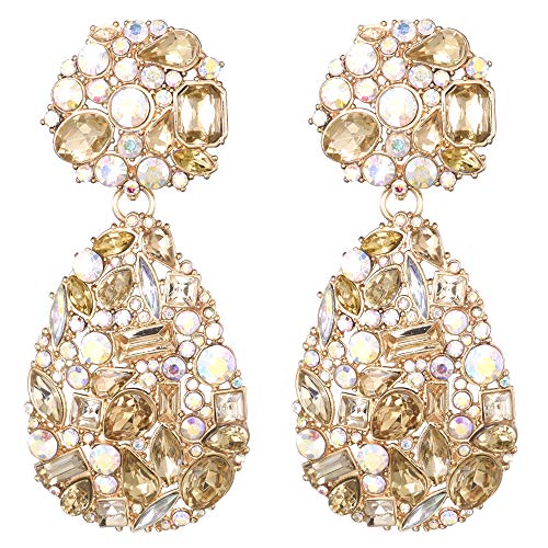 Rhinestone Crystals Teardrop Dangle Earrings Chandelier Drop Earrings for Women KELMALL COLLECTION