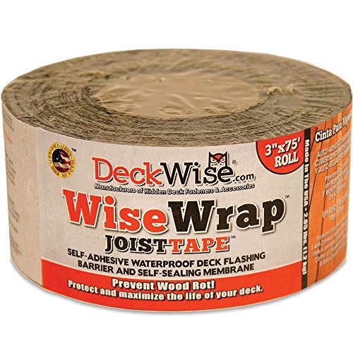 DeckWise WiseWrap JoistTape 3' x 75' Self-Adhesive Deck Joist Flashing Tape for Hardwood, Thermal Wood, PVC, Pressure Treated, and Composite Decking (1 roll)