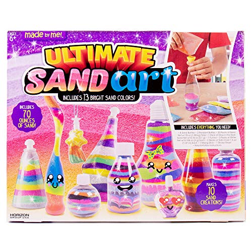 Made By Me Ultimate Sand Art Kit by Horizon Group Usa, Includes 13 Colors Of Sand, 1 Glow In The Dark Sand, 8 Sand Bottles, 3 Pack of Glitter, Sticker Sheet & More (Amazon Exclusive), Multicolor