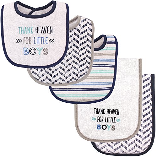 Luvable Friends Unisex Baby Bib and Burp Cloth Set, Boy Thank Heaven, One Size