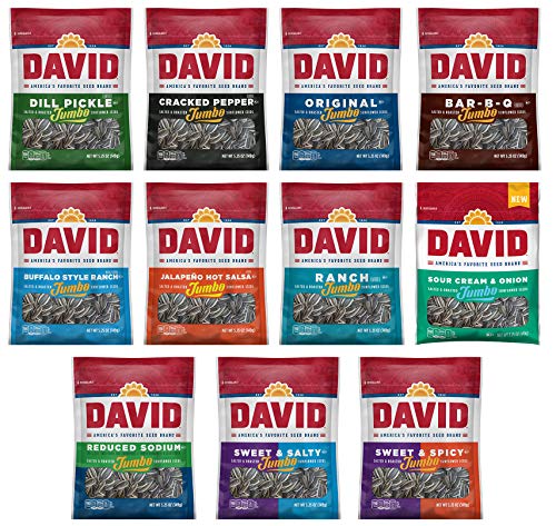 Peaceful Squirrel Variety, DAVID Sunflower Seeds jumbo Variety of 11 Flavors - 5.25 Ounce