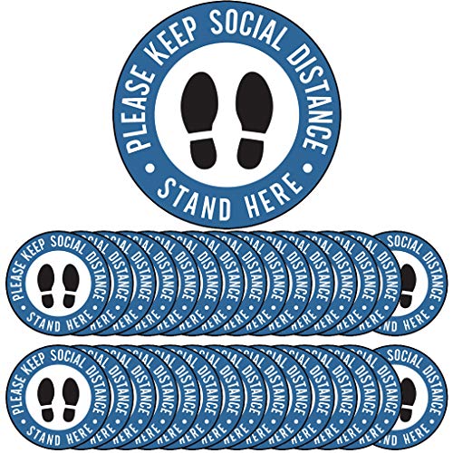 Social Distancing Floor Stickers, KMUYSL 30 Pack Safety Social Distance Floor Sign - 8' in Diameter Social Distancing Floor Stickers of 6 Feet Specialized Sticker Markers for Crowd Control Guidance