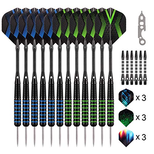 Darts Steel Tip Set Professional for Dartboard 4 Sets 54 Pcs 20 22 Grams with 9 Extra Flights Tool Kit O Rings Ebook