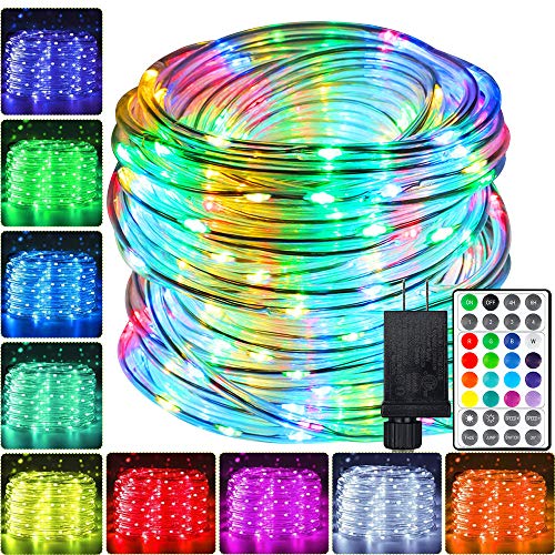 Led Outdoor Rope Lights 66ft, 200 LEDs 16 Colors Rope Lights Waterproof - Multi Mode Rope Lights for Bedroom Starry Fairy Lights, Wedding, Party, Home Decor