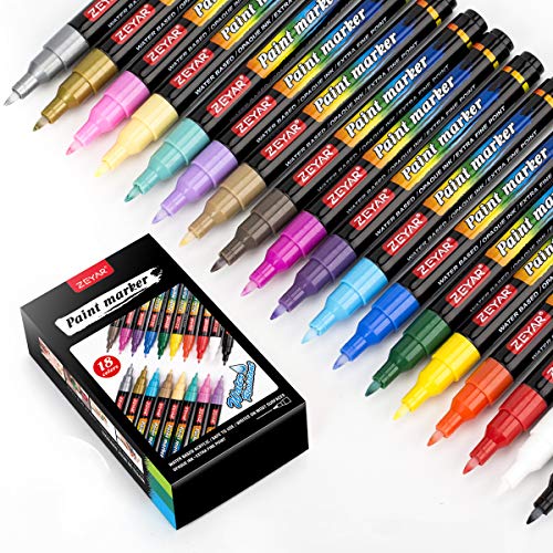 ZEYAR Premium Acrylic Paint Pen, Water Based, Extra Fine Point, Nylon Tip,18 Colors, Odorless, Acid Free and Safe, Opaque Ink, Environmental Friendly, Professional Paint Marker Manufacturer