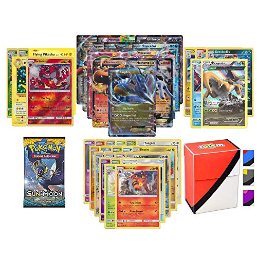 Pokemon EX Guarantee with Booster Pack, 5 Rare Cards, 5 Holo/Reverse Holo Cards, 20 Regular Pokemon Cards and Totem Deck Box