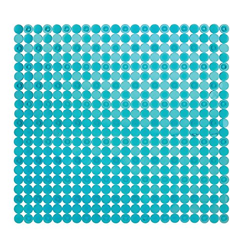 iDesign Orbz Non-Slip Bath Mat for Bathroom Shower Stall with Suction Cups, 22' x 21', Blue