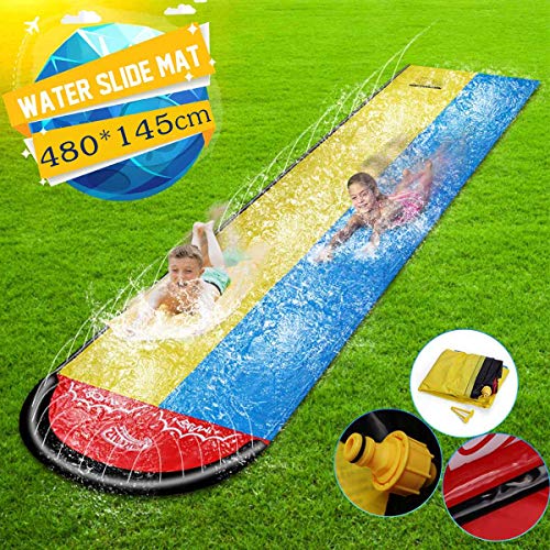 Slip and Slides for Kids Backyard, Children Summer Garden Lawn Water Slide Games Outdoor Water Toys with Splash Sprinkler-Double