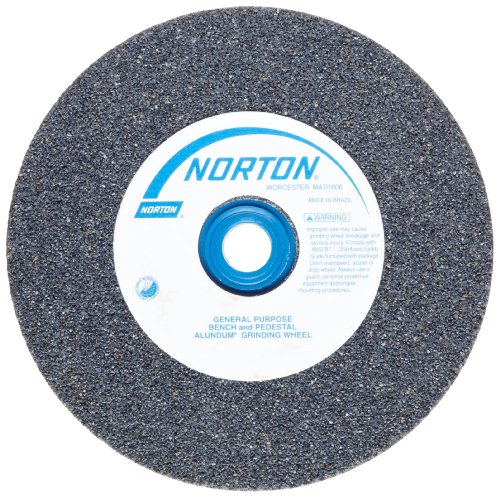 Norton Gemini Bench and Pedestal Abrasive Wheel, Type 01 Straight, Aluminum Oxide, 1' Arbor, 5' Diameter, 3/4' Thickness, Medium 60 Grit (Pack of 1)