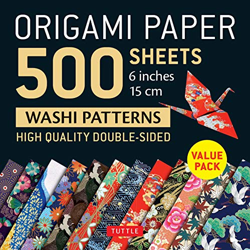 Origami Paper 500 sheets Japanese Washi Patterns 6' (15 cm): High-Quality, Double-Sided Origami Sheets with 12 Different Designs (Instructions for 6 Projects Included)