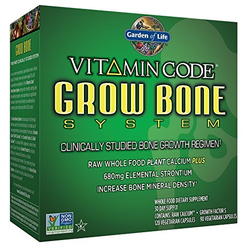 Garden of Life Raw Calcium and Growth Factors Supplement- Vitamin Code Grow Bone System Whole Food Vitamin with Strontium, Vegetarian (set)