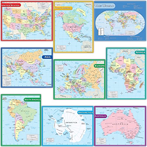 Teacher Created Resources TCR9689 Map Charts Set (Pack of 9)