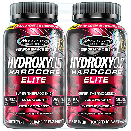 Hydroxycut Hardcore Elite Weight Loss Supplement, Designed for Hardcore Weight Loss, Energy & Enhanced Focus, 100 Servings (200 Pills)