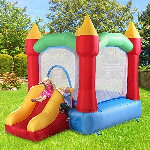 Inflatable Jumping Slide Bounce House Bouncy Castle Jumper Bouncer Activity Center Kids Outdoor w/Oxford Carrying Bag (Blower not Included)