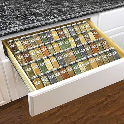 Lynk Professional Adjustable Expandable 4 Tier Steel Spice Rack Tray Drawer Organizer, Insert, Silver Metallic