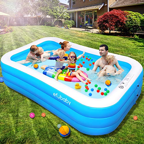 efubaby Inflatable Pool, 120' X 72' X 22' Full-Sized Swimming Pools Inflatable Kid Pools Blow up Pool Toddler Pool Family Pool for Baby, Kiddie, Adult Ages 3+ Outdoor Garden Backyard Ground Party