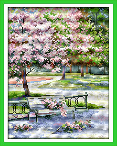 XIU TIME Cross Stitch Stamped Kits 14CT Printed Embroidery Cloth Needlepoint Kits Easy Patterns for Beginners (10.63X12.99 Inches) (4, 14CT)