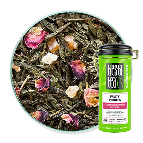 Tiesta Tea - Fruity Pebbles, Loose Leaf Strawberry Pineapple Green Tea, Medium Caffeine, Hot & Iced Tea, 4 oz Tin - 50 Cups, Natural, Green Tea Loose Leaf