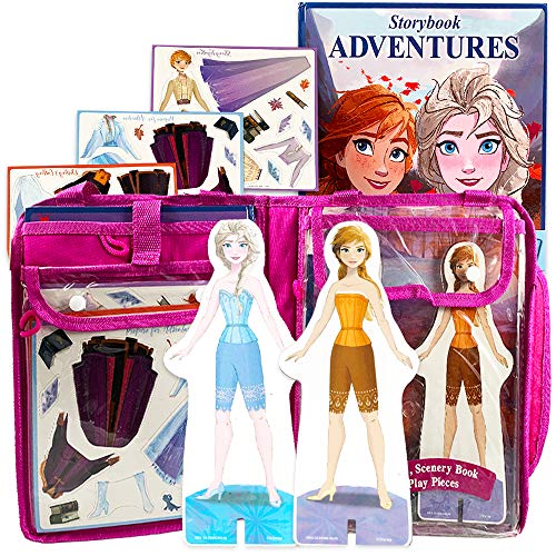 Bendon Inc. Disney Frozen Elsa and Anna Collection -- Set of Two Wooden Magnetic Doll Dress-Up Figures, 29 Magnetic Accessories, Scenery Book (Elsa & Anna Combo)