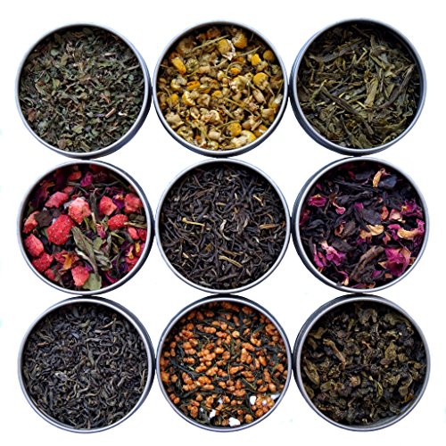 Heavenly Tea Leaves 9 Flavor Variety Pack, Loose Leaf Tea Sampler, 9 Assorted Loose Leaf Teas & Herbal Tisanes