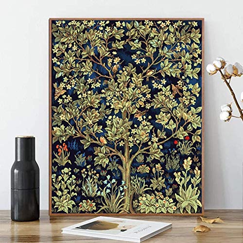 Paint by Numbers, Canvas Interesting DIY Oil Painting Kit for Kids & Adults, 16' x 20' Drawing Paintwork with Paintbrushes, Acrylic Pigment-Tree of Life (Without Frame)