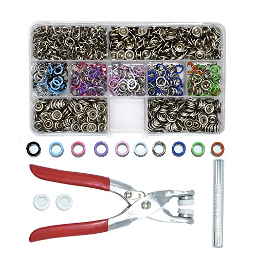 200Pcs Snap Fastener Tool Diameter 9.5mm Metal Eyelets Shoes Clothes Crafts with Heavy-Duty Eyelet Grommet Pliers