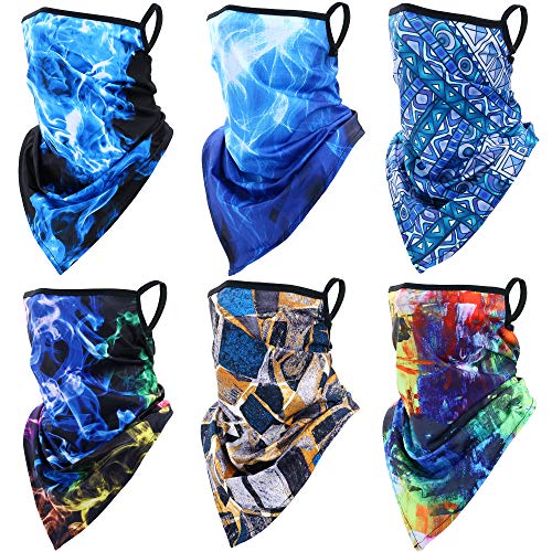 YOUSNPING 6 Pieces Outdoor Lightweight Face Mask Scarf American Flag Neck Gaiter Cover Ear Loops Sun Dust Windproof Cooling Washable Bandana Headwear for Men Women Motorcycle Hiking Cycling Running 08
