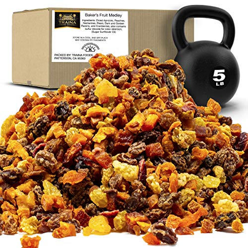 Traina Home Grown Sun Dried Baker’s Fruit Medley - Diced Peaches, Cranberries, Apricots, Pears, Nectarines, and Raisins - Non GMO, Gluten Free, Value Size(5 lbs)