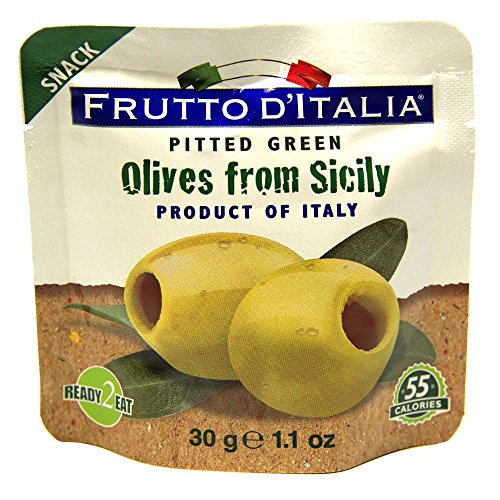 Frutto d'Italia Green Pitted Olives in Pouch, 1.1 Ounce (Pack of 10)