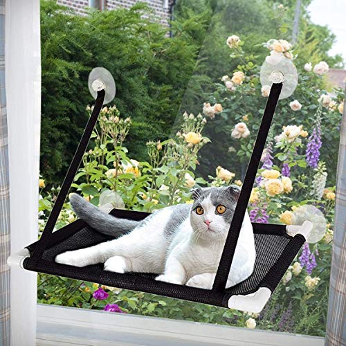 Tempcore Cat Window Perch, Cat Window Perch for Large Cats, Cat hammocks for Indoor Cats, 4 Suction Cups Carry 20 Pound, Breathable Mesh, 360 Degree Sunbathing and Landscape