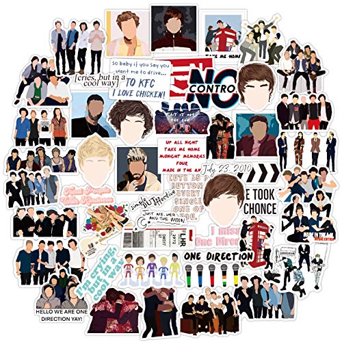 One Direction Stickers [52Pack], Harry Styles Louis Liam Horan Waterproof Vinyl Stickers Decals for Laptop Water Bottle Bumper Luggage Computer Skateboard Snowboard, Gift for Kids Girls Teens