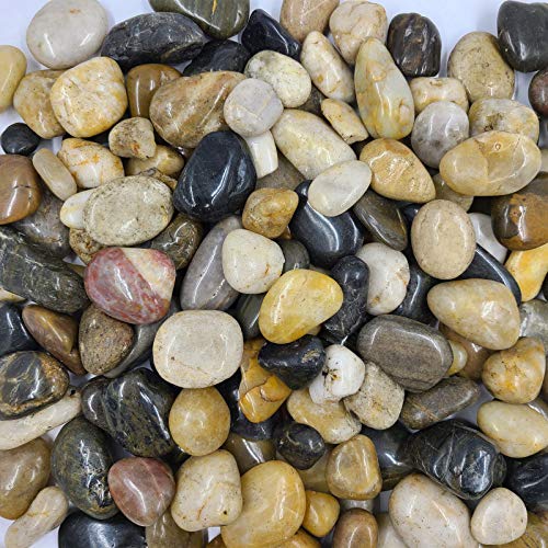 YISHANG 18 Pounds River Rocks, Pebbles, Garden Outdoor Decorative Stones, Natural Polished Mixed Color Stones for Landscaping, Home Decor etc. (1.2-2.4 Inches)