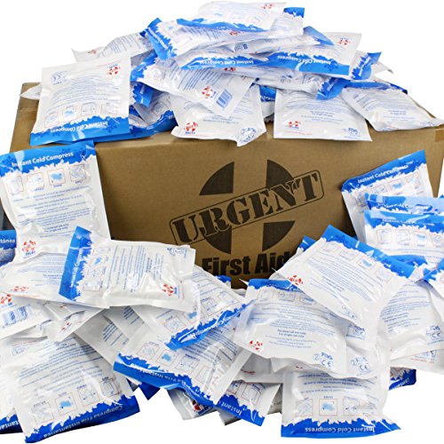 Case of 125 Instant Cold Packs, 5' x 6' (4' x 5' Cold Area) - Disposable Cold Compresses - No pre-Chilling Required for Quick, Effective First aid Treatment & Relief of Aches, Pains, Bumps & Bruises