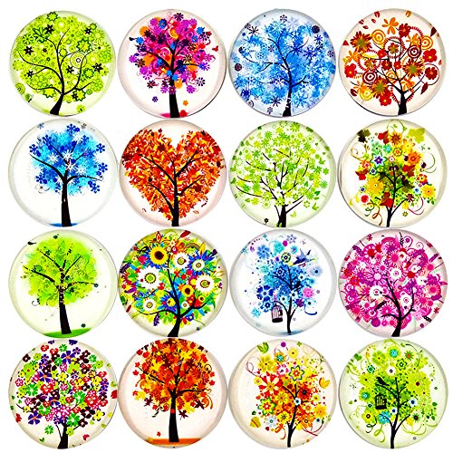 ALIGLE 16pcs Beautiful Glass Refrigerator Magnets Fridge Stickers Funny for Office Cabinets Whiteboards Tree of Life Decorative Photo Abstract (Tree of Life)