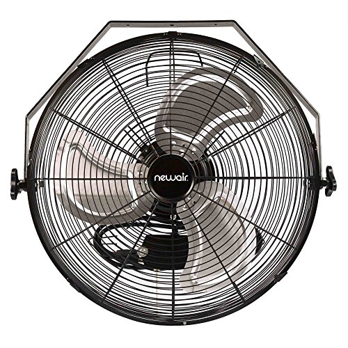 NewAir, WindPro18W, Wall Mounted 18 Inch High-Velocity Industrial Shop Fan with 3 Speed Settings, 3000 CFM,Black