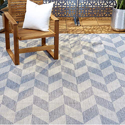Home Dynamix Nicole Miller Patio Country Calla Indoor/Outdoor Area Rug 5'2'x7'2', Modern Geometric Blue/Gray
