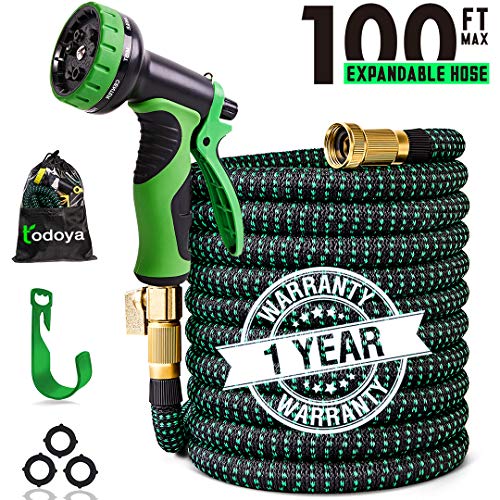 100 ft Expandable Garden Hose,100 Feet Leakproof Lightweight Garden Water Hose with Spray Nozzle,Superior Strength 3750D Expanding Garden Hoses,Durable Outdoor Gardening Flexible Hose for Watering