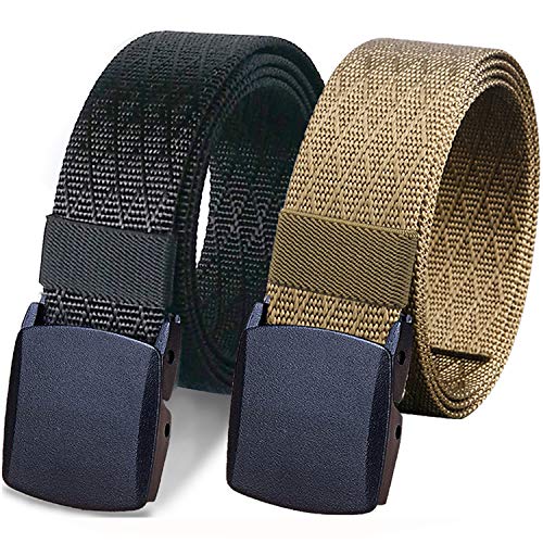WYuZe 2 Pack Nylon Belt, Outdoor Military Web Belt Men's Tactical Webbing Belt (bbrown)