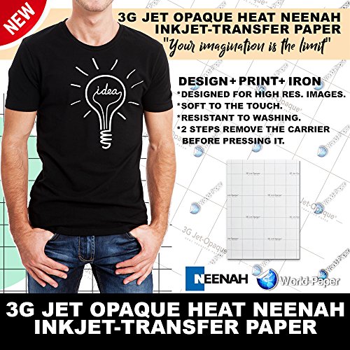 INKJET TRANSFER PAPER FOR DARK FABRIC: NEENAH '3G JET OPAQUE' (8.5'X11') 50Pk :)