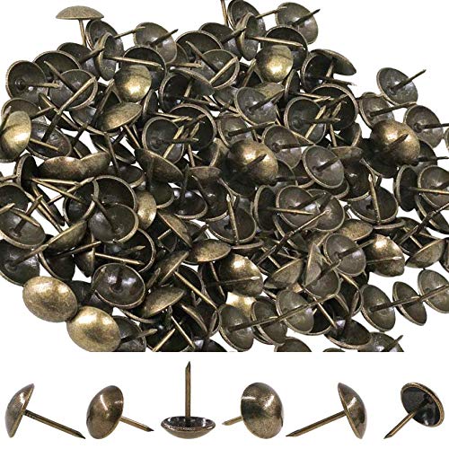 300-Pack Antique Upholstery Tacks 7/16’’(11×17mm) Furniture Sofa Thumb Tacks Nails Pins Assortment Kit in Storage Box for Upholstered Furniture,Cork Board,DIY Projects,Home Decor,Bronze Jetmore