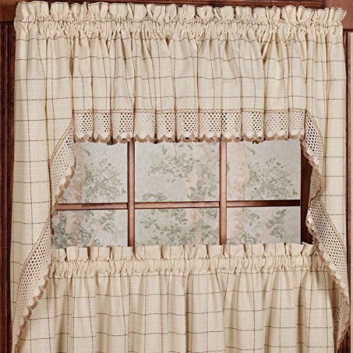 Sweet Home Collection Kitchen Window Tier, Swag, or Valance Curtain Treatment in Stylish and Unique Patterns and Designs for All Home Décor, Adirondack Toast