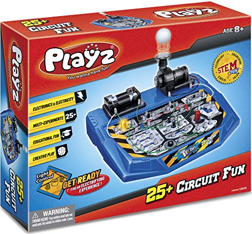 Playz Electrical Circuit Board Engineering Kit for Kids with 25+ STEM Projects Teaching Electricity, Voltage, Currents, Resistance, & Magnetic Science | Gift for Children Age 8, 9, 10, 11, 12, 13+